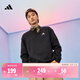 adidas情侶款寬松抓絨圓領(lǐng)長(cháng)袖衛衣套頭衫男女秋季阿迪達斯輕運動(dòng)   黑色/白   XS