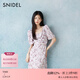 SNIDEL春夏優(yōu)雅短袖蕩領(lǐng)雪紡印花茶歇連衣裙SWFO252300 紫色 S (0)