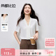 尚都比拉立體翻折V領(lǐng)氣質(zhì)通勤襯衫女夏季短袖垂感雪紡衫時(shí)尚百搭高級上衣