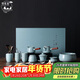 悟茗堂汝窯功夫茶具套裝側把茶壺蓋碗天青色手工汝瓷辦開(kāi)片公高檔禮盒裝