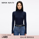MISS SIXTY2025秋季新款羊毛羊絨針織衫女高領(lǐng)緊身長(cháng)袖簡(jiǎn)約刺繡 芷青藍 S