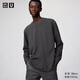 優(yōu)衣庫男裝女裝AIRism棉混紡圓領(lǐng)T恤/長(cháng)袖482293 485562 485562/08深灰色 L
