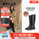 百麗（Belle）周雨彤同款雙子星騎士女冬季商場(chǎng)款牛皮長(cháng)靴B9V1DDG5 經(jīng)典版-黑色（絨里） 37 (235mm)