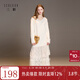 三彩2025冬季新款V領(lǐng)針織連衣裙長(cháng)袖寬松假兩件蕾絲裙M 米白色 M 160/84A
