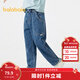巴拉巴拉童裝兒童褲子男童牛仔褲秋裝長(cháng)褲工裝口袋時(shí)尚舒適潮酷 牛仔中藍88201 120
