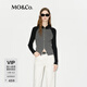 MO&Co.針織衫開(kāi)衫升溫發(fā)熱綿羊毛修身短款雙開(kāi)拉鏈條紋撞色MBD4CAR038 深花灰色 S /160