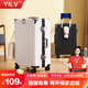 奕旅行李箱拉桿箱鋁框多功能男杯架旅行箱萬(wàn)向輪大容量男登機密碼皮箱 高貴白【USB+杯架+手機支架】 24英寸 托運/上學(xué) 推薦