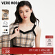 VEROMODA針織吊帶背心秋冬新款英倫風(fēng)V領(lǐng)內搭格紋時(shí)尚韓系女 C13淺卡其色 165/84A/M