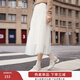 香影米白網(wǎng)紗半身裙女高腰2026春季新款超好看亮片垂墜感顯瘦裙子 米色 L