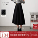 三彩2025冬季新款高腰半身裙磨毛A字裙顯瘦中長(cháng)裙大擺傘裙女 經(jīng)典黑 S 155/64A