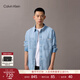 Calvin KleinJeans25春秋男士經(jīng)典美式復古風(fēng)ck純棉淺藍色寬松牛仔襯衫外套