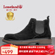 楓葉（leaveland）切爾西靴男冬季新品摩登印記英倫時(shí)尚中高幫馬丁靴商務(wù)休閑男靴 黑色（皮鞋碼） 41