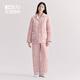 紅豆（Hodo）夾棉睡衣女三層加厚珊瑚絨抗靜電情侶秋冬男士外穿保暖家居服套裝 女士暖粉色 165