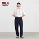 MUJI女式 木棉混 牛仔桶形褲 女款褲子 25年冬季 女裝 蘿卜褲 深藏青色 M (160/66A)