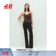 H&M女裝牛仔褲2025年新款微緊身牛仔褲軟牛仔低腰喇叭長(cháng)褲1239854 黑色 36 160/68