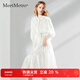 MeetMetro瑪依爾氛圍感連衣裙女2025春新款繡花鏤空泡泡袖襯衫裙甜美收腰裙 白色【現貨閃電發(fā)】 S