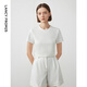 朗姿棉質(zhì)簡(jiǎn)約貼身內搭打底上衣女夏新款涼感修身短袖防曬T恤 白色 M