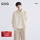 GXG男裝 雙色條紋襯衫小清新休閑襯衣寬松男薄外套 26年春季新品 米條紋 M