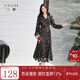 三彩2025秋季新款碎花連衣裙法式V領(lǐng)收腰A字裙長(cháng)裙浪漫S 黑米花卉 L 165/88A