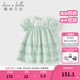戴維貝拉（DAVE＆BELLA）新款童裙洋氣女童連衣裙兒童夏天泡泡袖裙子女寶寶公主裙 薄荷綠【現貨】 110 cm（建議身高100-110cm）