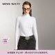 MISS SIXTY針織衫上衣女半高領(lǐng)刺繡彈力修身顯瘦簡(jiǎn)約打底衫毛衣 白色 L