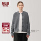 MUJI女式 牦牛絨混 高圓領(lǐng)開(kāi)衫針織毛衣針織衫外套冬季  BA1PPA4A 灰色 S (155/80A)