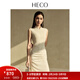 HECO【墨與雪】新中式國風(fēng)25年春夏季醋酸收腰褶皺修身連衣裙女 米白色 M