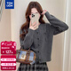唐獅（TonLion）2025秋冬女簡(jiǎn)約風(fēng)蝴蝶結裝飾圓領(lǐng)開(kāi)衫