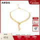 Arsis純真年代復古交織飄帶項鏈女毛衣鏈法式輕奢鎖骨鏈送女友生日禮物 復古交織飄帶項鏈（金色）