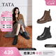 他她（TATA）加絨靴子女秋冬款英倫工裝靴厚底馬丁靴真皮短靴WXB06DD5 黑色（絨里） 37