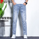 皮爾卡丹（pierre cardin）【棉彈修身】牛仔褲男夏季商務(wù)修身直筒長(cháng)褲淺藍32碼