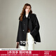 初語(yǔ)大衣女2025冬季新款100%羊毛雙面呢西裝領(lǐng)復古外套 碳黑色 M