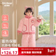 歐姆熊女童秋冬款法蘭絨睡衣2025新款男寶寶冬季三層夾棉家居服兒童冬裝 玫粉色小兔【三層夾棉蓄熱保暖】 100 100cm