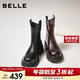 百麗復古氣質(zhì)時(shí)裝靴女2025冬新優(yōu)雅高跟彈力靴E5E1DDZ5 黑色 38