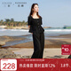 三彩大碼女裝2025夏季新款仿麻上衣長(cháng)褲兩件套裝休閑方領(lǐng)通勤胖MM