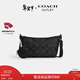 蔻馳（COACH）【禮物】奧萊男女同款經(jīng)典標志附手包FINN小號斜挎包單肩包通勤 QB/炭黑色/黑色