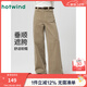 熱風(fēng)（Hotwind）休閑褲女新款美式復古女士時(shí)尚燈芯絨簡(jiǎn)約直筒微彈顯瘦長(cháng)褲子 08杏色 S 【建議85-95斤】