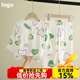 寬葉竹夏季兒童睡衣棉綢男童女童寶寶薄款長(cháng)袖綿綢女孩子家居服夏天套裝 熊 110 cm/75【身高100-110cm