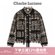 Charlie Luciano粗花呢夾克春季新款黑金下擺流蘇名媛溫婉風(fēng)cl小香風(fēng)短外套 黑金夾克 S