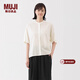 MUJI女式 萊賽爾混五分袖罩衫短袖t恤上衣女款內搭女裝25年秋季 米白色 M (160/84A)