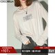 COCOBELLA簡(jiǎn)約時(shí)尚3D字母印花長(cháng)袖T恤女寬松舒適休閑上衣TS7060 薏米色 M