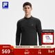 FILA 斐樂(lè )官方男子針織長(cháng)袖上衣25冬季新款健身運動(dòng)加絨長(cháng)T抓絨打底衫 深黑-BK L 175/96A/L