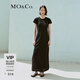 MO&Co.連衣裙夏假兩件圓領(lǐng)側開(kāi)叉寬松微收腰棉質(zhì)長(cháng)裙黑色灰色摩安珂 黑色 S