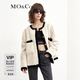 MO&Co.仿羊羔絨寬松外套女搖粒絨夾克短款小香風(fēng)薄外套女小眾摩安珂 米白色 XS 155