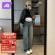 婧麒（JOYNCLEON）孕婦褲秋冬休閑外穿打底闊腿牛仔褲小個(gè)子 復古藍XL jyk26751