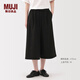 MUJI女式 易干彈力泡泡紗輕便七分褲 褲子女款25年夏季女裝BE1VSA5S 黑色 S （155/62A）