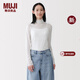 MUJI  女式 萊賽爾輕薄高領(lǐng)長(cháng)袖T恤女士女款26年春季新品 打底衫 米白色 M （160/84A）