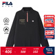 斐樂(lè )FILA【斐暖】?jì)和b上衣2025年冬季新款男大童加絨長(cháng)袖T恤 深黑-BK 140