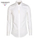THOM BEAUTY襯衫男長(cháng)袖春秋季高級感商務(wù)修身撞色休閑免燙易打理襯衣刺繡上衣 白色（暗扣）門(mén)筒字母e XL /180/41(建議75-83kg)