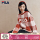 FILA 斐樂(lè )官方馬上起飛情侶長(cháng)袖毛衣女編織衫休閑棋盤(pán)格套頭上衣男